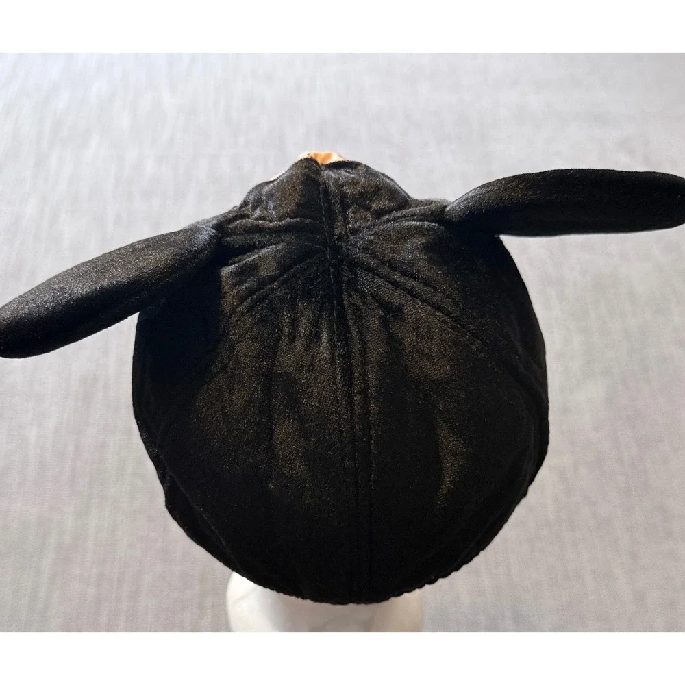 Disney Mickey Mouse Character Hat‎ Black Velvet Plush Ears Red Brim Kids Youth